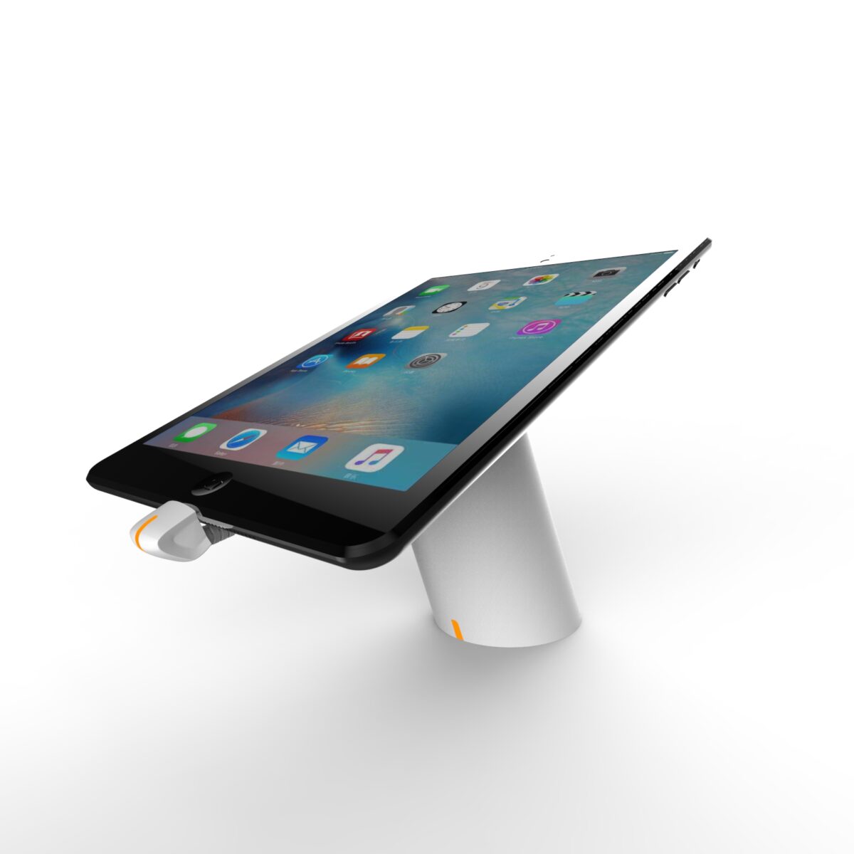 Support antivol blanc avec câble en acier pour smartphone et tablette