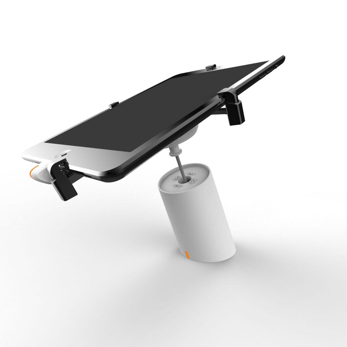 Support antivol blanc avec câble en acier pour smartphone et tablette