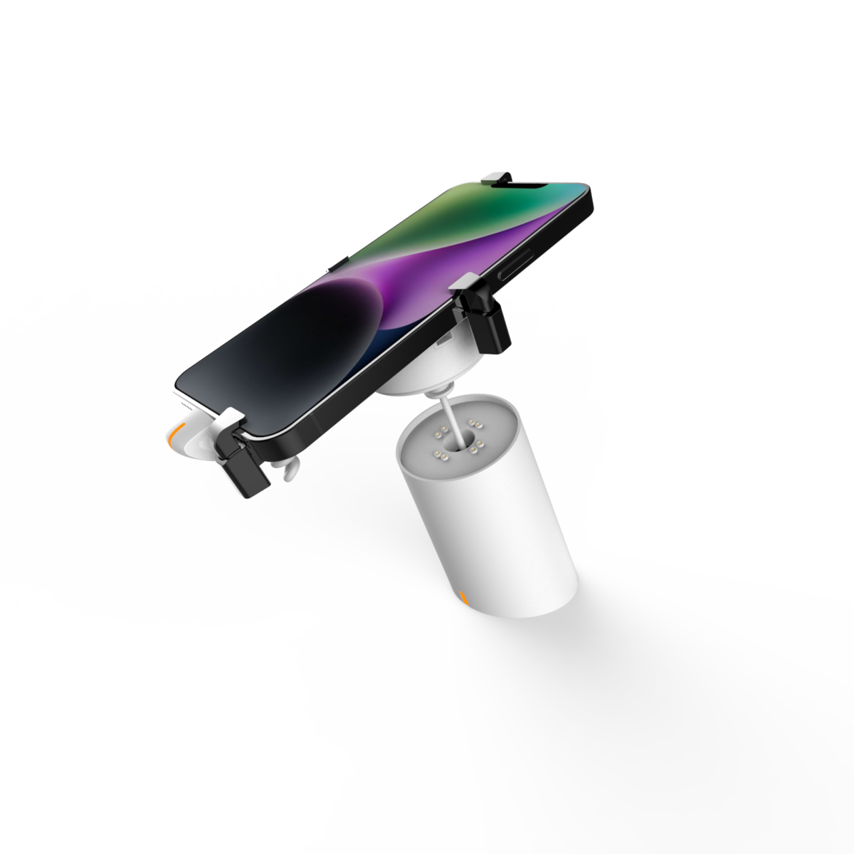 Support antivol blanc avec câble en acier pour smartphone et tablette