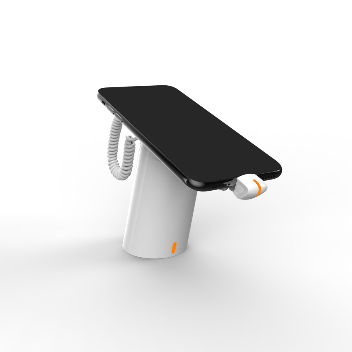Support antivol autonome pour smartphone et tablette avec cordon spiralé