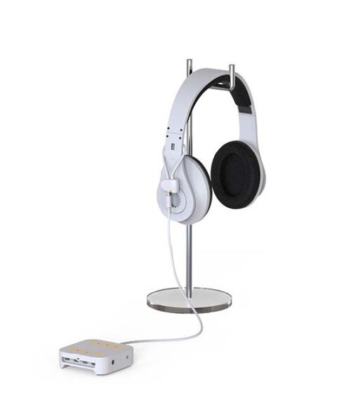 Cordon antivol simple lasso blanc pour casque audio sur centrale